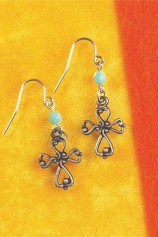 714611175414 Small Brass Ox Heart Cross Turquoise Drop (Earring)