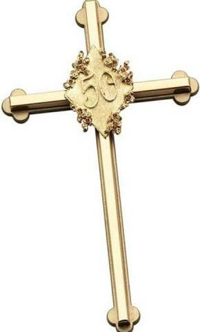 785525203951 50th Anniversary Cross With Topaz Stones