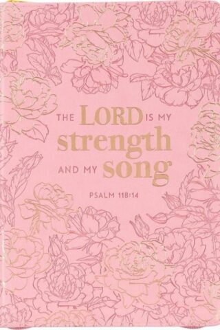 9781642729573 Classic Faux Leather Journal My Strength & Song Pink Floral Inspirational Notebo