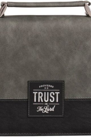 1220000320079 Protective Charcoal Gray and Black Faux Leather Classic Bible Cover for Men: Tru