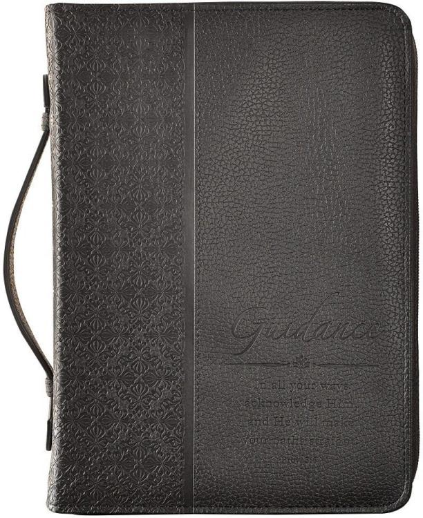 6006937111387 Guidance Black Bible / Book Cover - Proverbs 3:6 (Large) Christian Art Gifts