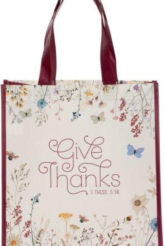 6006937155992 Reusable Fashion Shopping Tote Bag for Women: Give Thanks - 1 Thessalonians 5:18