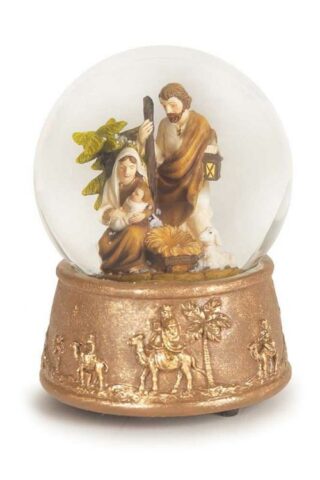 603799563628 Musical Holy Family Water Globe With Wise Men On Gold Base
