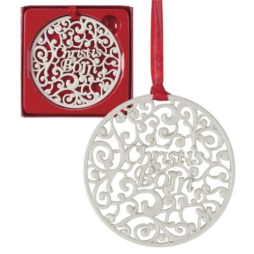 603799571234 Christ Is Born Filigree Circle (Ornament)