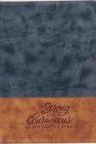 1220000324640 Be Strong And Courageous Faux Leather Zippered Padfolio Joshua 1:9