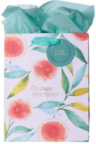 1230000109383 Heartfelt Gift Bag Set w/Tissue Paper Courage Dear Heart Floral Design