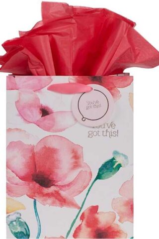 1230000109420 Heartfelt Gift Bag Set w/Tissue Paper You've Got This Floral Design